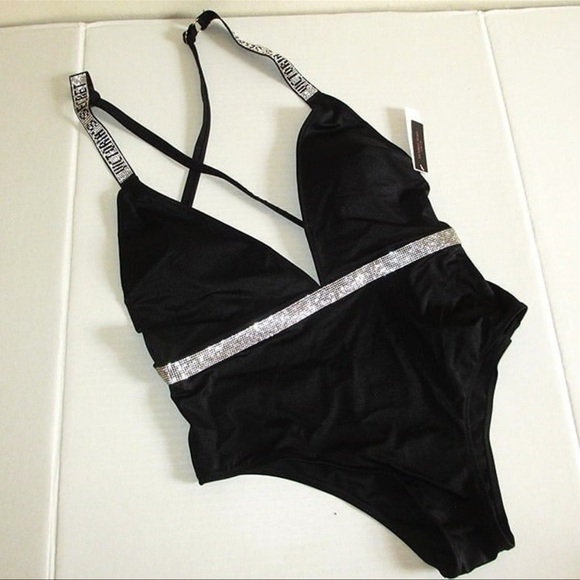 VICTORIA SECRET Swim Shine
Strap Plunge One-Piece Swimsuit
Large Bling $99 - Picture 3 of 6